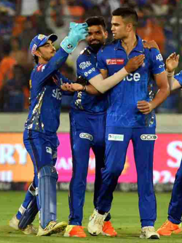 Hardik Pandya walks away from a conversation with Rohit Sharma and Jasprit Bumrah during MI’s IPL 2024 opener against GT